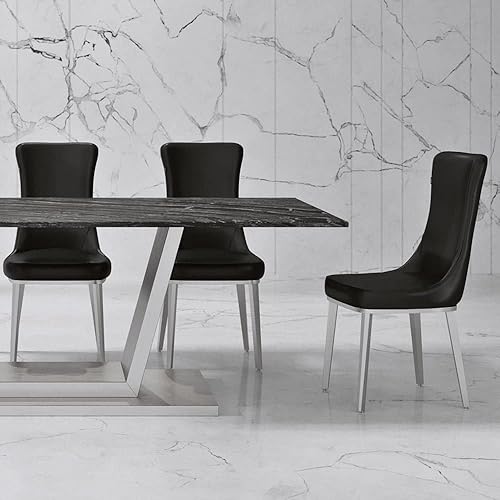 Miniatura 3 de ZURI Modern Norma Silla de comedor - Negro con base de acero inoxidable cepillado Negro,Gris,https://www.amazon.com/dp/undefined