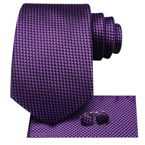 Image of Dubulle Mens Paisley Striped Tie Woven Necktie for Men and Handkerchief Cufflinks Set Wedding Formal Business