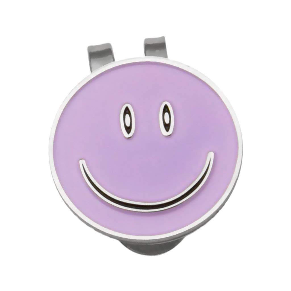 3 juegos de marcadores de pelota de golf con diseño de cara sonriente con clip magnético para gorra de golf (blanco + morado + amarillo)