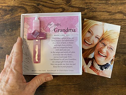 Sentimental-Gift-for-Grandma-from-GranddaughterGrandson-Handmade-in-USA-Glass-Cross-and-Grandma-Poem-Gift-for-Grandmother-for-Mothers-DayChristmasBirthday-Christian-Gift-For-Grandma