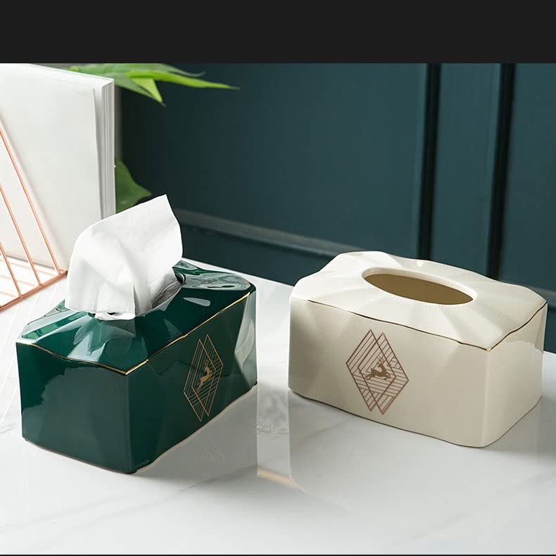 Portafazzoletti Multifunzionale Squisita scatola di fazzoletti di ceramica Semplice tavolo da pranzo Soggiorno Tavolino Decorazione Scatola di immagazzinaggio di tessuti di forma irregolare Organizzat