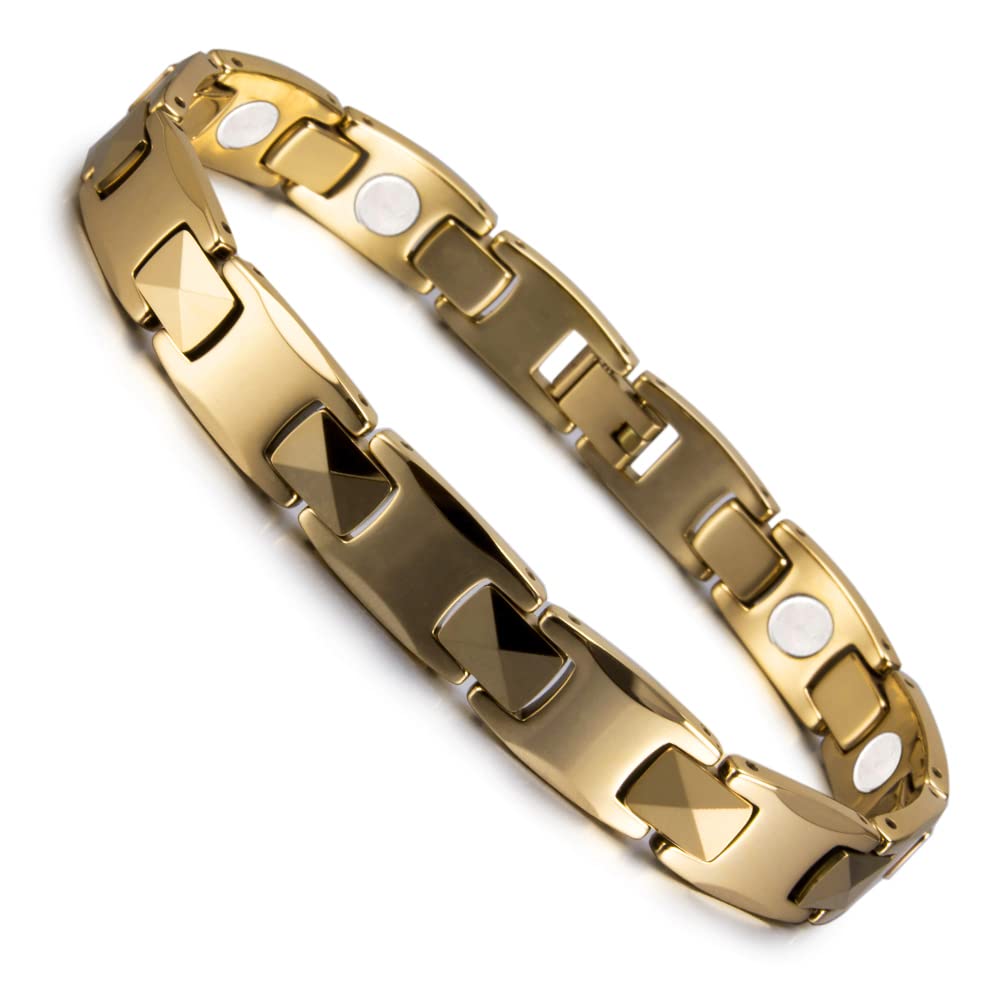 YSJNGF Charm-Armband für Herren, goldfarben, Energie-Magnetarmbänder, männlich, 21/22 cm, Paar-Schmuck, wasserdicht, Geschenk (Farbe: Rose, Damen, 21 cm)
