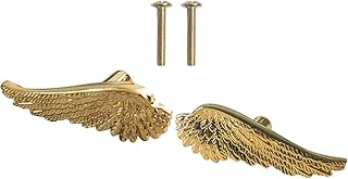 WAYUTO 2 Pcs Angel Wing Knobs with Mounting Screws Brass Cabinet Knobs Cupboard Drawer Pulls Dresser Door Knobs Wardrobe Closet Handles for Home Furniture Decoration