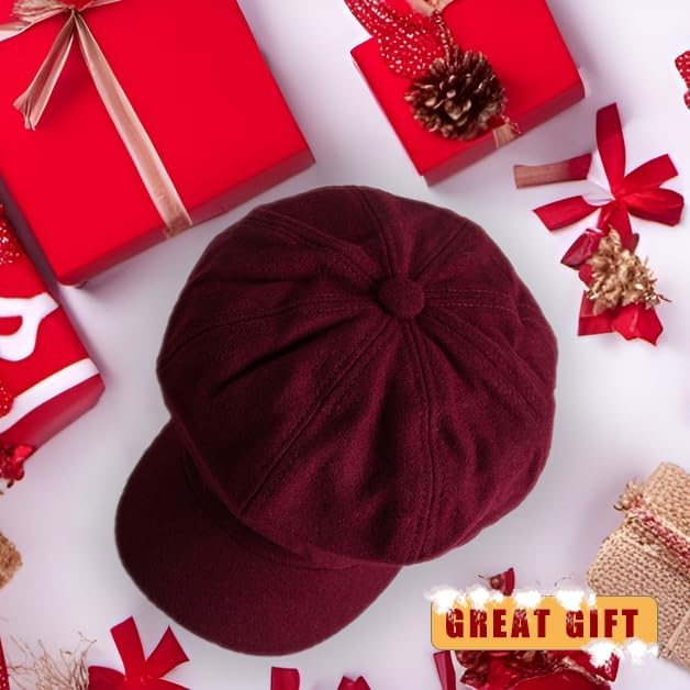 Women Newsboy Hat Octagonal Beret Cap,Girl Autumn and Winter Warm Beret Vintage Painter Hat - Image 7