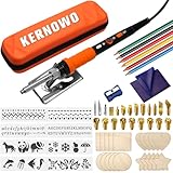 Wood Burning Kit, K KERNOWO 76Pcs Pyrography Wood Burning Tool Kit 60W Adjustable Temperature Wood Burner Pen, DIY Creative Tools Stippling Kit for Embossing, Carving, Pyrography for Beginners