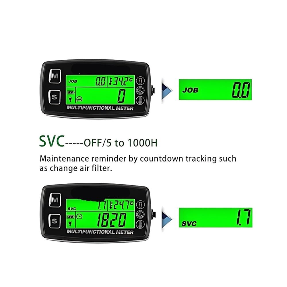 Tacómetro digital, tacómetro digital para motocicleta, medidor de tacómetro inductivo reiniciable, termómetro de horas de temperatura para barcos, motores de gasolina, vehículos todo terreno marinos