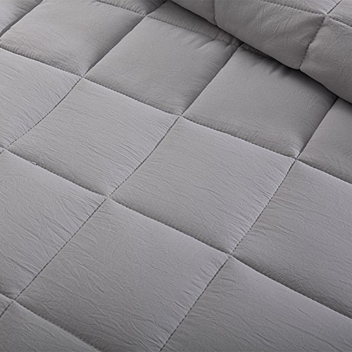Evolive All Season Pre Washed Soft Microfiber White Goose Down Alternative Comforter With Box Stitching (Grey, Twin) #TOP4
