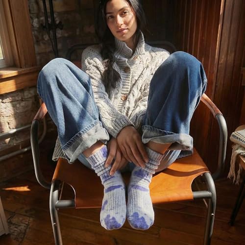 Image of COUVER Womens Scrunched Slouch Socks Soft Cotton Breathable Retro Crew or Knee High, Multiple Colors