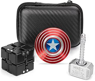 Cool Fidget Spinner Metal, Handheld Sensory Fidget Toy Set Infinity Fidget Cube Block Flippy Chain, Hammer and Shield Fidgit Spinners, Anti Anxiety Stress Relief Stuffer Gift for Teen Kids Adults