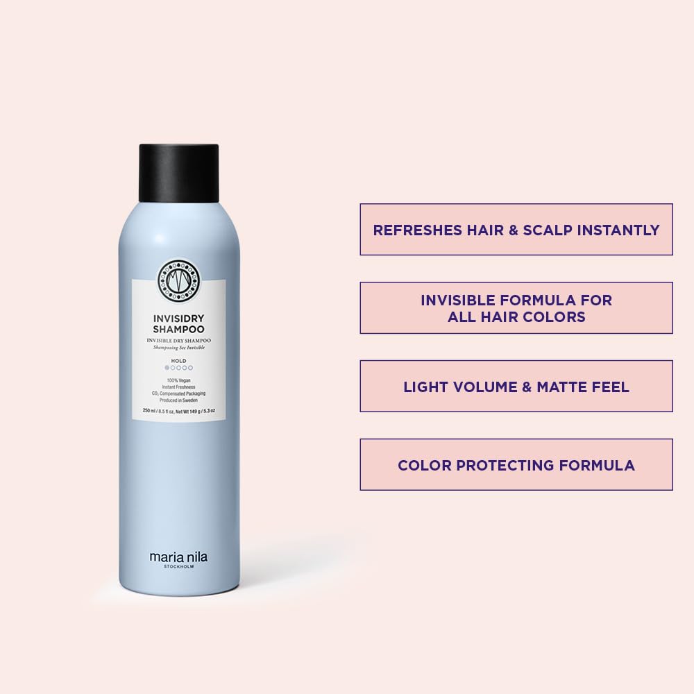 Maria Nila Invisidry Shampoing Sec, Rafraîchit les Cheveux et le Cuir Chevelu, Ne Laisse Aucun Résidu, 100% Végan & Sans Sulfate/Parabène