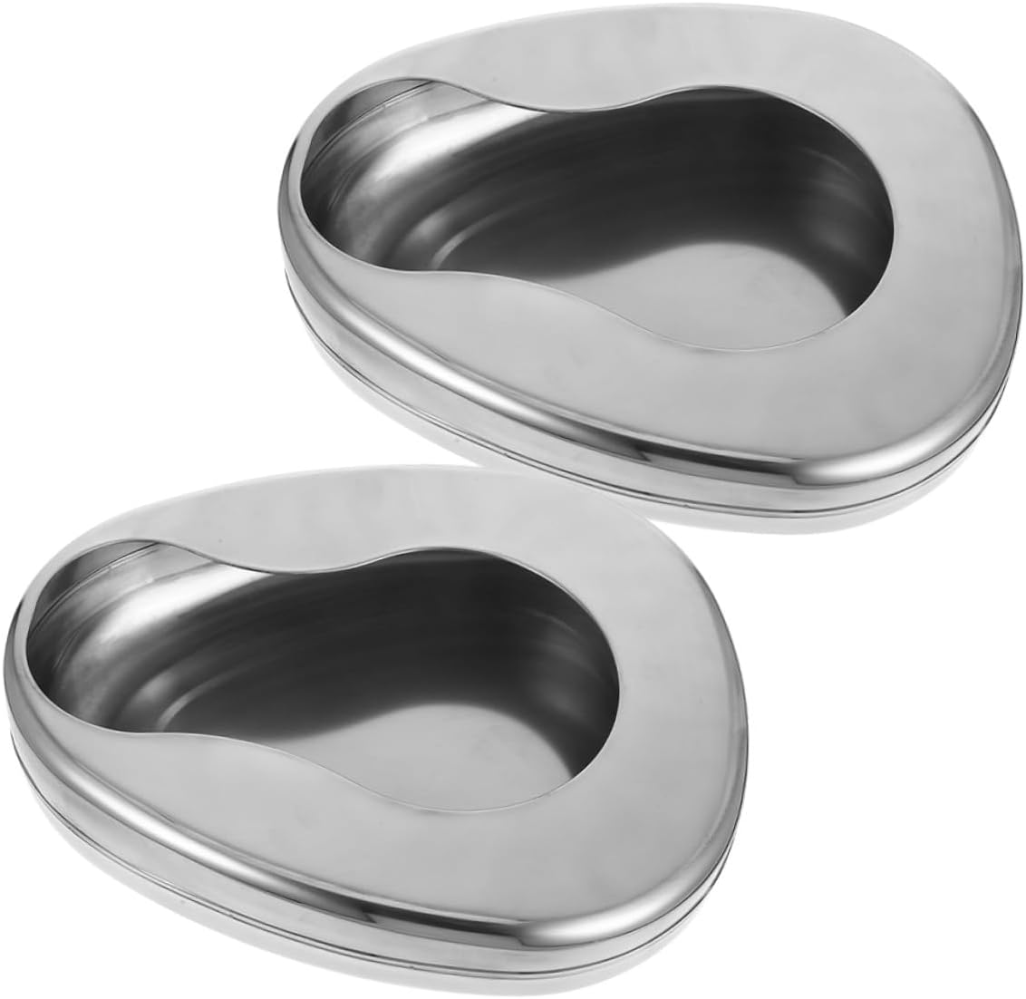2pcs Stainless Steel Bed Pan for Elderly Men and Women, Lightweight Bedpan for Bedridden Patients, Spill-Proof Portable Urinal for Home and Hospital Use