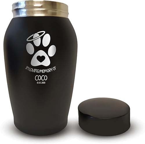 Miniatura 2 de Urna de perro personalizada personalizada con nombre y fecha de perro, urnas de cremación de acero inoxidable para cenizas de perros con cierre