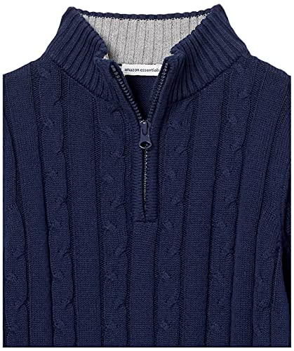 Kid Nation Boys' 1/4 Zip Casual Cable Knit Long Sleeve Pullover Sweater, Navy, 5-6 #TOP7