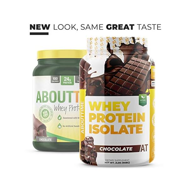 About Time Whey Protein Isolate Chocolate 2lb - 25g Protein, Non-GMO, 0g Fat, 0g Sugars, No Artificial Sweeteners, 32 Servings - Image 6