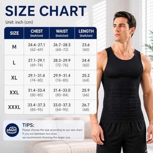 Image of Gynecomastia Compression Shirts, Mens Slimming Body Shaper Vest, Tummy Control Undershirts