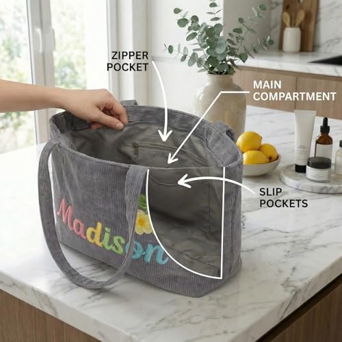 Bolso casual de pana personalizado con nombre miniatura 6