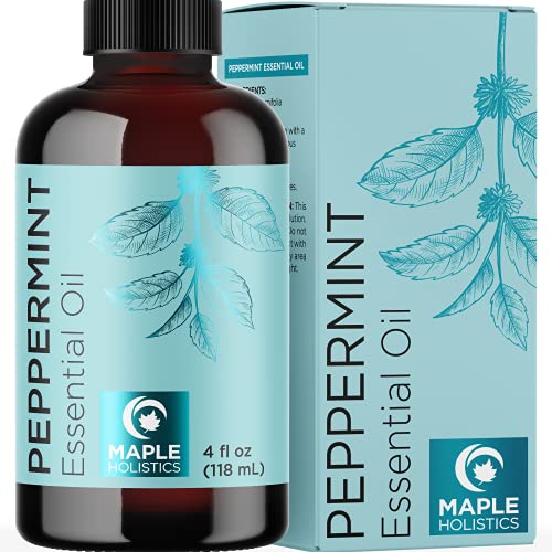 Pure Peppermint Oil Undiluted 4oz - Refreshing Peppermint Essential Oil for Diffusers Plus Therapeutic Grade Essential Oils for Skin Use - Natural Energy and Focus Essential Oil for Diffuser Devices