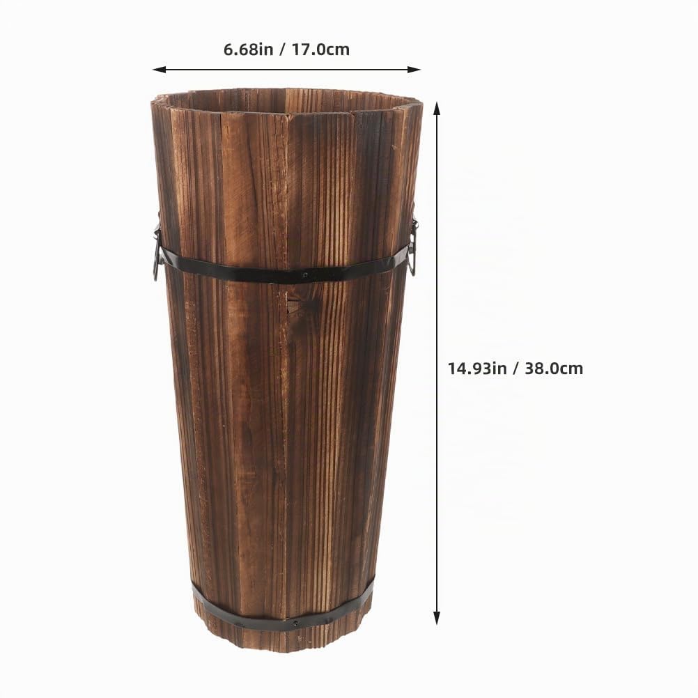 Amosfun Portaombrelli in Legno Naturale Marrone con Ampia Capacità e Design Multifunzionale per Ingresso e Decorazione Casa Stile Vintage