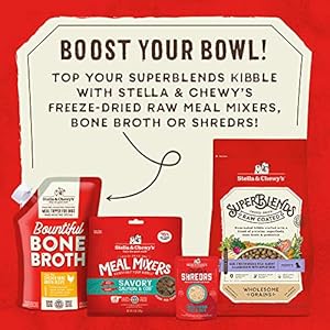 Stella & Chewy’s SuperBlends Uncooked Coated Healthful Grains Pet Cage-Free Rooster & Wild-Caught Salmon Recipe with Superfoods, 3.5 lb. Bag