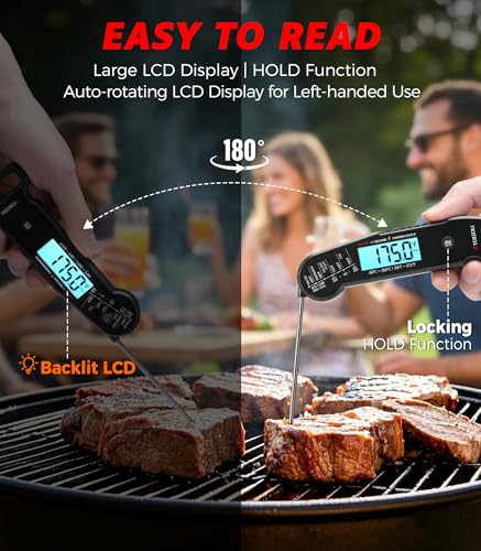 Image of Atogou Professional Meat Thermometer Digital for Cooking Food, <1 Sec Instant Read & ±0.5℉ Accuracy, IP67 Waterproof, Thermocouple Sensor Probe, for Kithchen, BBQ, Grill, for Men Him Dad, Black