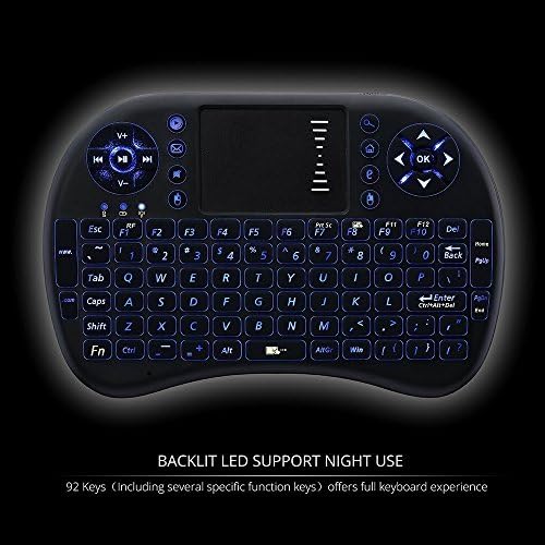 PanguKingBacklit Wireless 2.4G Mini Keyboard with Touchpad Mouse Combo and Built-in Rechargeable Battery for Google Android Devices (Smart TV, TV Box, HTPC, PC, Notebook Pad and Other Games）