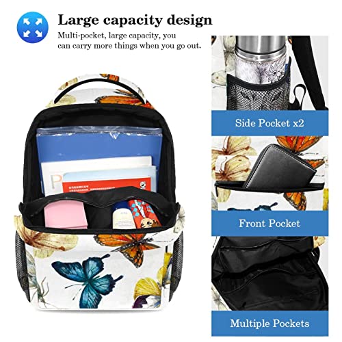 Sac à dos aquarelle papillon solide anti-déchirure avec trousse - 3