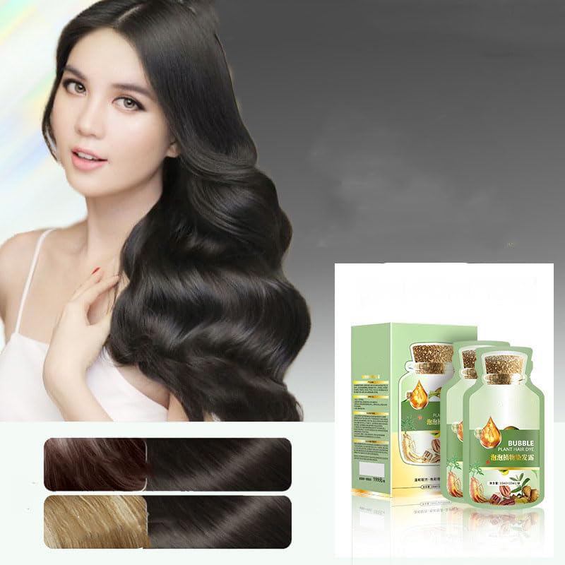 Miniatura 2 de Tinte natural para el cabello, tinte para el cabello negro, tinte botánico de burbujas para el cabello, paquete de 10 unidades, 10 paquetes por