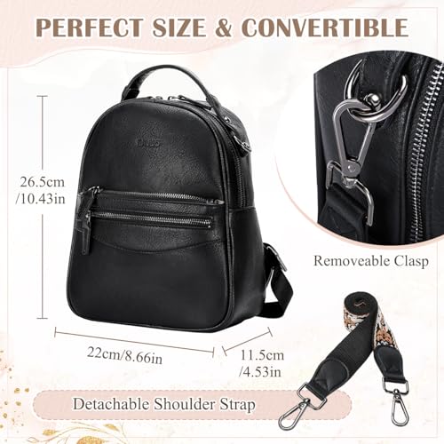 Image of RAVUO Mini Backpack for Women, Small Leather Backpack Purse Fashion Handbag Convertible Ladies Trendy Shoulder Bag for Work,Travel,Black