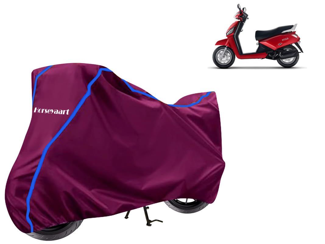 Horseyaart - Bike Cover Water Resistant Compatible with Mahindra Gusto Electric Bike Cover with Elastic and Belt Bukle Lock with Stripe Piping Design(Mahroon and Blue) (B0DFWS2VFZ) Amazon Price History, Amazon Price Tracker