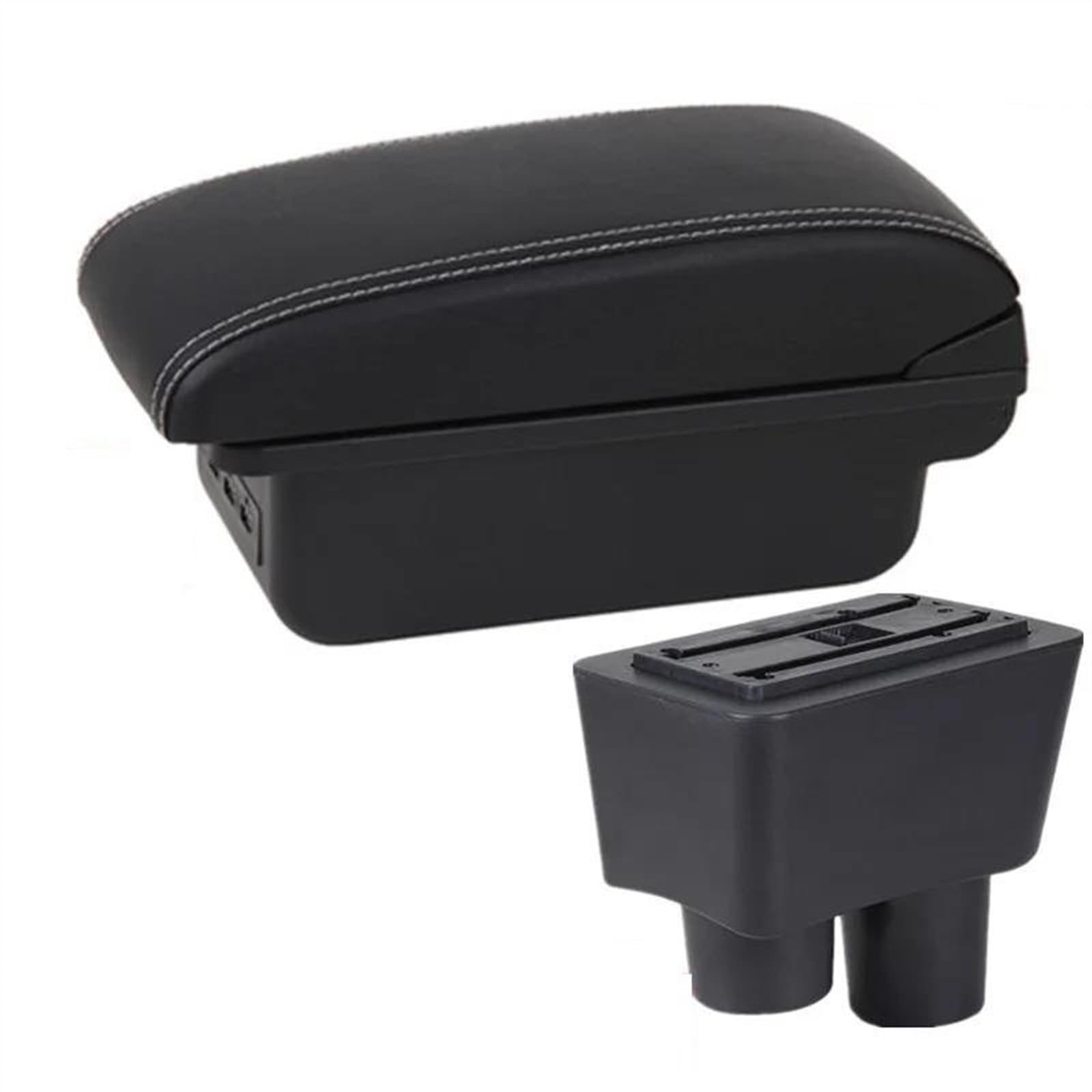 NMJLQW Storage Rack Armrest Box With Multifunctional Support PU Cushion Car Interior Modification Accessories For Versa For Almera(B white line 3USB)