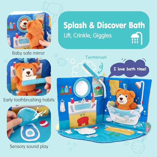 Image of hahaland 3D Book for 0-12 Months Soft Cloth Interactive Activity Baby Book | Sensory Montessori Toys for 1 Year Old Educational Travel Toy Gifts for 6 9 Months Toddler Baby Girls Boys
