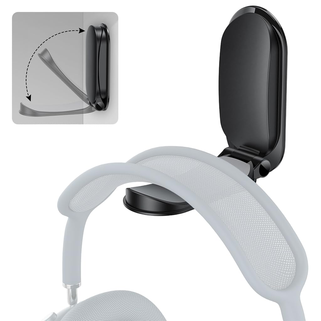 ZORBES® Headphone Stand for Desk, Foldable Sticky Headset Stand Holder, Headphone Holder Hook Mount with Non-Slip Silicone, PC Gaming Accessories for Airpods Max, All Earphones