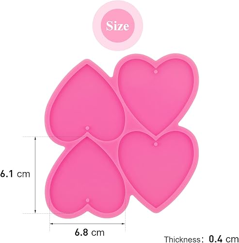 Miniatura 2 de Molde de silicona brillante de 4 cavidades con agujero, molde de resina epoxi para manualidades, llaveros, dijes, colgantes, collares, joyería,