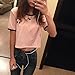 Bestag Striped ET Teen Girls Alien Crop Top Slim Tees Short Sleeve T-Shirt (Pink, Small)