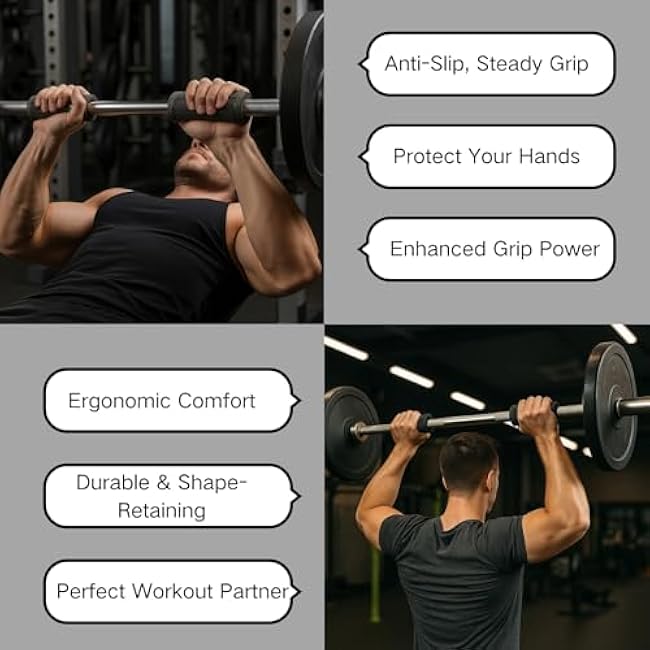 Professional Angled Fat Grips ¨C Rotating Ergonomic Handles for Barbell, Dumbbell, and Powerlifting Strength Training (1 Pair)