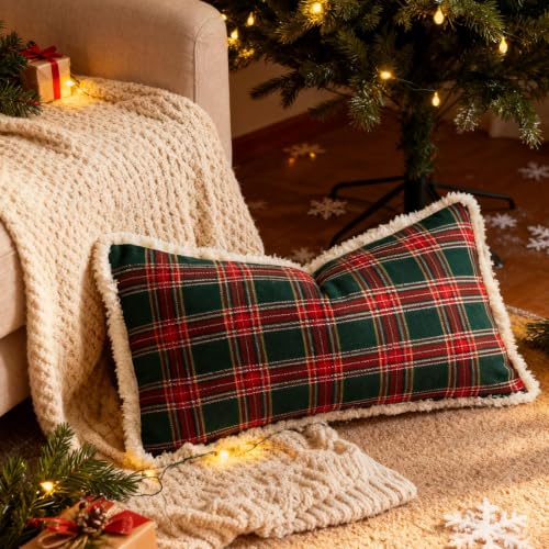 2 Pack Vintage Plaid Pillow Cover Christmas Pillow Case 19.69×11.81in - image 5