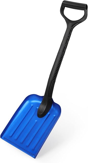 ORIENTOOLS Compact Aluminum Snow Shovel with Reinforced D Grip, Light weight Utility Shovel for Car,Camping,Outdoor Activities & More.(20 cm Blade)