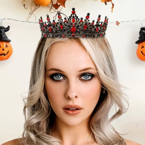 Image of Fesciory Birthday Crown for Women, Gold Plated Crystal Tiara with Sash