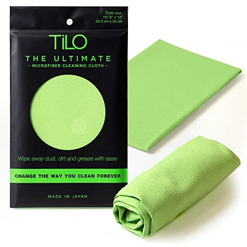 TILO Microfiber Cleaning Cloth – 19x13 Inch Ultra-Absorbent, Reusable Soft Polishing Cloth for Dust, Grease, Dirt – Non-Abrasive – Green