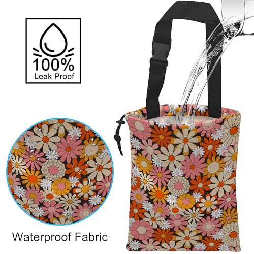 Image of Car Trash Bag Vintage Groovy Flowers Car Garbage Bag Hanging Car Trash Can