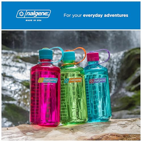 Image of Nalgene 32 oz Narrow Mouth Water Bottle | BPA-Free, Durable & Leak Proof, Lghtweght for Hkng & Gym - Thrll & Moton, Ol Green w /Freesa