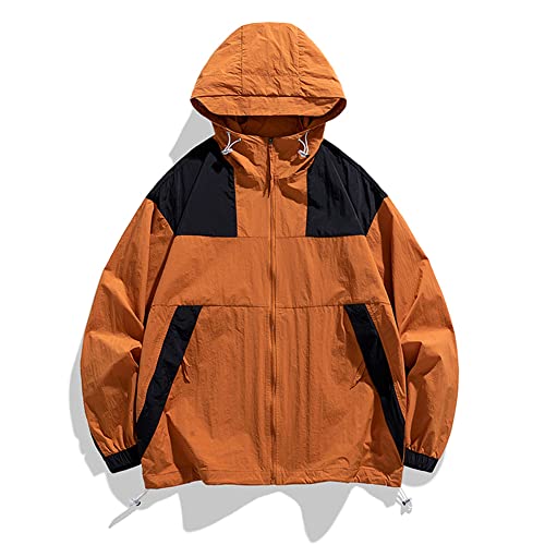 Veste d'été surdimensionnée homme rouge corail XL avec capuche Youllyuu