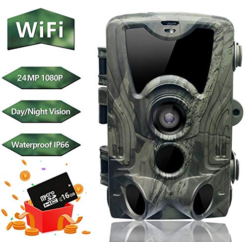 SUNTEKCAM Cámara de Caza WiFi 24MP 1080P Trail Game Cámara con visión Nocturna activada por Movimiento para Explorar, Cámara de Transmisión de telefonía móvil al Aire Libre Impermeable IP66