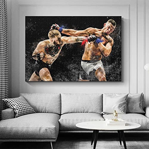 Hyynn Conor Mcgregor Vs Nate Diaz Boxing Poster Decorative Painting Canvas Wall Art Living Room Posters Bedroom Painting 16X24Inch(40X60Cm) #TOP2