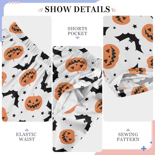 Bat and Pumpkin Boys Long Pants Soft Trousers Elastic Waist Kids Lounge Bottoms with Pockets S-XL4