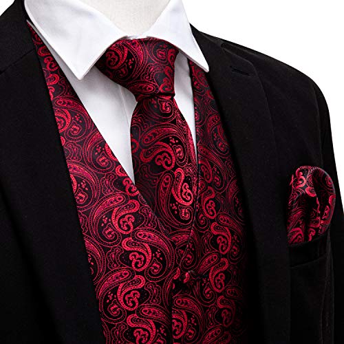 Image of Barry.Wang Men's Suit Vest Formal /Leisure Paisley Jacquard Silk Tie Pocket Square Waistcoat Set Wedding 5PCS