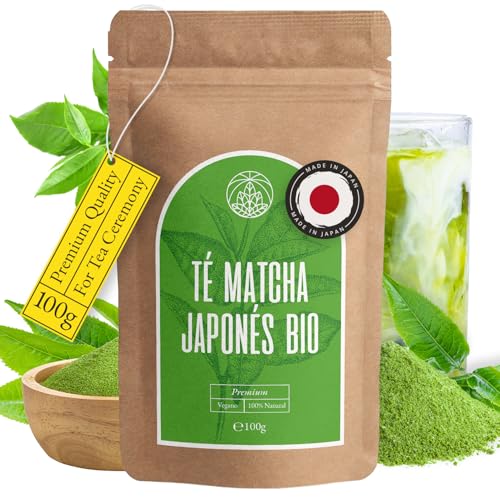 Té Matcha en Polvo de Japón Organico Monte Nativo (100g) - Organic Macha tea - Infusiones de hierbas – Té Verde - Cuidadosamente cortado y secado – 100% puro y natural