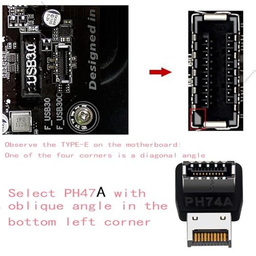 Image of 90 Degree Right Angle USB Type-E Adapter, USB Type E Connector for Motherboard Internal Header(A+B)