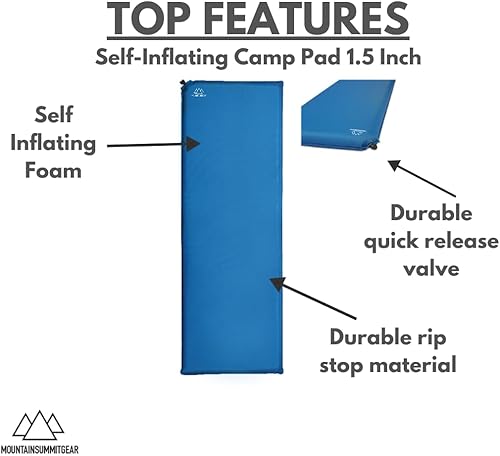 Miniatura 6 de Almohadilla de campamento autoinflable, 2.5 pulgadas de grosor (accesorio de campamento para colchón de aire fabricado por Caddis Sports, Inc.)
