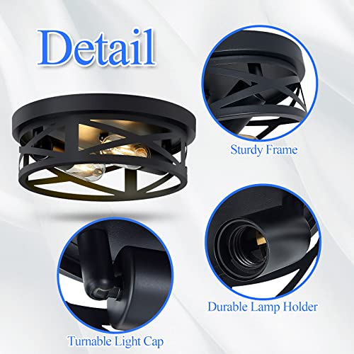 Image of SKEJAO Flush Mount Ceiling Light Fixture,Black 2-Light Hallway Light Fixtures Ceiling,Light Fixtures Ceiling Mount for Farmhouse,Kitchen,Hall,Bedroom,Bathroom (2 Pack)